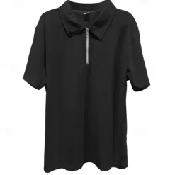 Sale OUKU Men's T-shirt Suits Tracksuit Tennis Shirt Zip Polo Short Sleeves Quarter Zip Summer Solid Color Gymnatics Casual 2 Piece Vacation Daily Wear Activewear Black White Blue Top Tee for Men