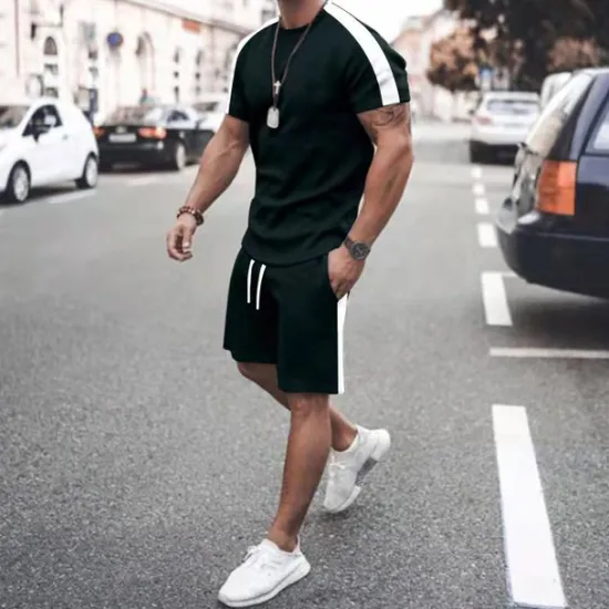 Clearance OUKU Men's T-shirt Suits Tracksuit Tennis Shirt Shorts and T Shirt Set Short Sleeve Short Sleeves Short Pant Round Neck Spring & Summer Geometry Muscle Sports Designer Sportswear Patchwork 2 Piece Street