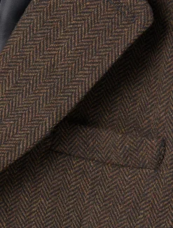 OUKU Men's Tweed Blazer Notch Collar Vintage Herringbone Blazer Burgundy Brown Green Standard Fit Single Breasted Two-buttons