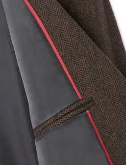 OUKU Men's Tweed Blazer Notch Collar Vintage Herringbone Blazer Burgundy Brown Green Standard Fit Single Breasted Two-buttons