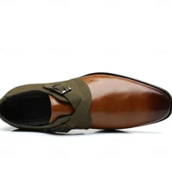 New OUKU Men's Two-Tone Faux Leather and Suede Monk Strap Shoes – Elegant Buckle Dress Shoes for Formal Occasions