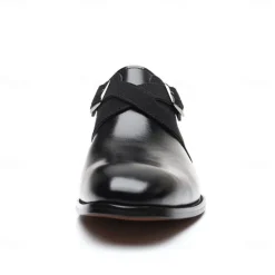 New OUKU Men's Two-Tone Faux Leather and Suede Monk Strap Shoes – Elegant Buckle Dress Shoes for Formal Occasions