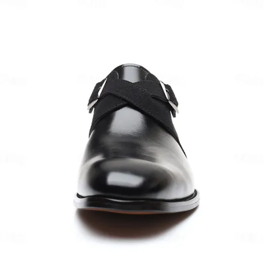 New OUKU Men's Two-Tone Faux Leather and Suede Monk Strap Shoes – Elegant Buckle Dress Shoes for Formal Occasions