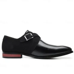 New OUKU Men's Two-Tone Faux Leather and Suede Monk Strap Shoes – Elegant Buckle Dress Shoes for Formal Occasions
