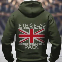 Hot OUKU Men's UK Flag / National flag Hoodies Sweatshirt Fashion Long Sleeve Crew Neck Holiday Streetwear Black Blue Drawstring Fall Winter Designer