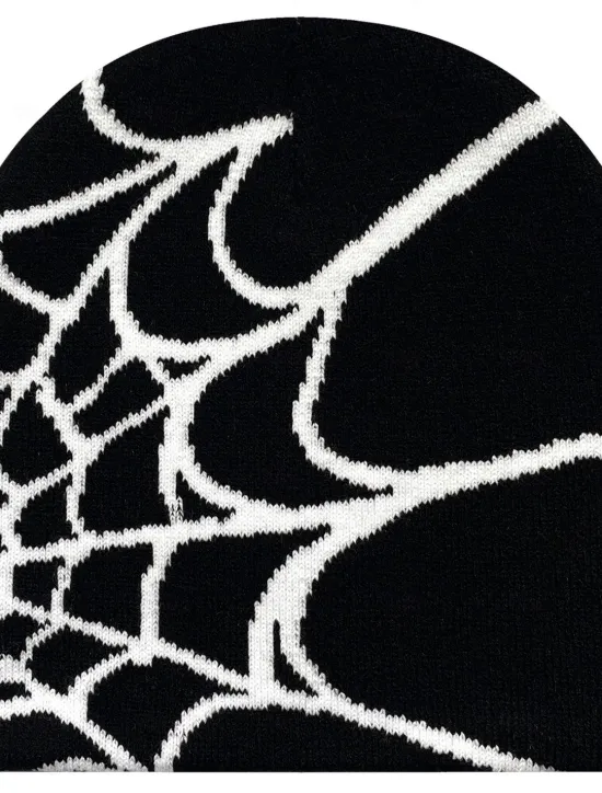 Hot OUKU Men's Unisex Beanie Hat Winter Hats Beanies Skull Cap Knit Hat Black White Acrylic Fibers Knitted Jacquard Cozy Daily Wear Festival Spider web Warm