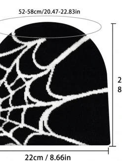 Hot OUKU Men's Unisex Beanie Hat Winter Hats Beanies Skull Cap Knit Hat Black White Acrylic Fibers Knitted Jacquard Cozy Daily Wear Festival Spider web Warm