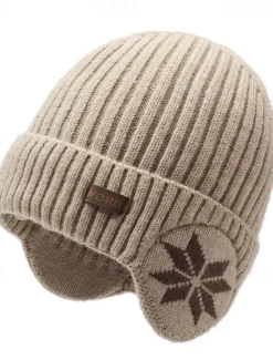 Hot OUKU Men's Unisex Beanie Hat Winter Hats Beanies Skull Cap Knit Hat Iron Gray Black Polyester Knitted Cozy Daily Wear Going out Snowflake Warm