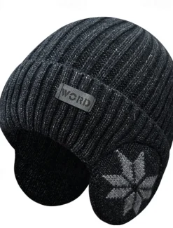 Hot OUKU Men's Unisex Beanie Hat Winter Hats Beanies Skull Cap Knit Hat Iron Gray Black Polyester Knitted Cozy Daily Wear Going out Snowflake Warm