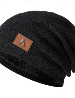 Hot OUKU Men's Unisex Beanie Hat Winter Hats Beanies Skull Cap Knit Hat Black Wine Acrylic Fibers Knitted Cozy Daily Wear Going out Solid / Plain Color Warm