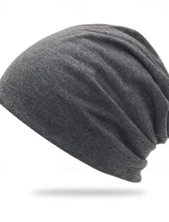 OUKU Men's Unisex Beanie Hat Winter Hats Beanies Skull Cap Knit Hat Black Dark Navy Polyester Knitted Cozy Daily Wear Going out Solid / Plain Color Warm