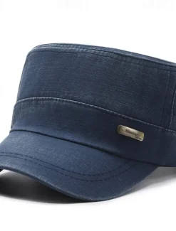 Outlet OUKU Men's Unisex Flat Cap Baseball Cap Military Cap Cadet Hat Black Navy Blue Polyester Vintage Fashion Casual Street Daily Plain Adjustable Breathable
