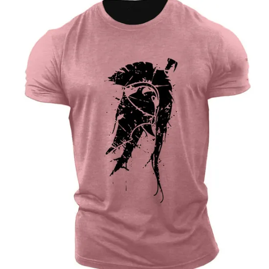 Best OUKU Men's Unisex Geometric T Shirt Casual Style Classic Style Cool Shirt Short Sleeve T shirt Print Crew Neck Shirt Sports Casual Big and Tall Outdoor Street Holiday Light Pink Black White Summer