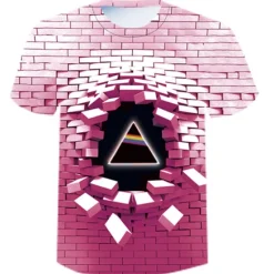 New OUKU Men's Unisex Graphic Optical Illusion T Shirt Tee Short Sleeve T shirt 3D Print Crew Neck Round Neck Shirt Vintage Streetwear Exaggerated Casual Daily White Light Green Pink Summer Clothing Apparel