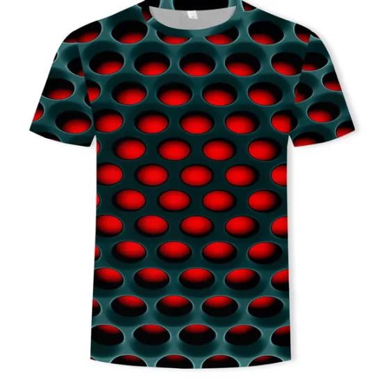 New OUKU Men's Unisex Graphic Optical Illusion T Shirt Tee Short Sleeve T shirt 3D Print Crew Neck Round Neck Shirt Vintage Streetwear Exaggerated Casual Daily White Light Green Pink Summer Clothing Apparel