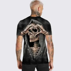 Outlet OUKU Men's Unisex Skull Graphic Prints Skeleton T Shirt Short Sleeve T shirt 3D Print Crew Neck Shirt Sports Designer Casual Outdoor Street Daily Summer Clothing Apparel S M L XL XXL 3XL Black