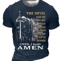 Online OUKU Men's Unisex Templar Cross Graphic Prints Soldier T Shirt Distressed T Shirt Short Sleeve T shirt 3D Print Crew Neck Shirt Sports Designer Casual Outdoor Street Daily Light Yellow Black Yellow Summer