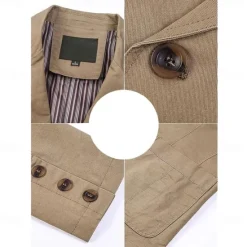Best OUKU Men's US Flag Cotton Suit Jacket Suits Coat Blazer Casual Outdoor Dailywear Long Sleeve Notch Lapel Collar Outwear Pockets Button Down Stripe Lined Suit Jacket Fall Winter Black khaki Army Green