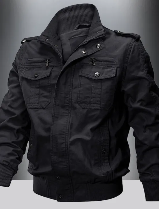 Discount OUKU Men's Utility Jacket Transition Jacket Going out Pocket All Seasons Plain Classic Lapel Regular Black Khaki Army Green Jacket