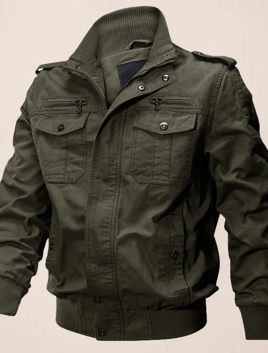 Discount OUKU Men's Utility Jacket Transition Jacket Going out Pocket All Seasons Plain Classic Lapel Regular Black Khaki Army Green Jacket