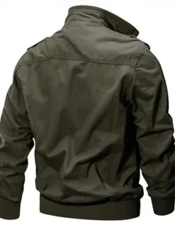 Discount OUKU Men's Utility Jacket Transition Jacket Going out Pocket All Seasons Plain Classic Lapel Regular Black Khaki Army Green Jacket