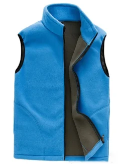 OUKU Men's Vest Daily Wear Vacation Weekend Soft Zipper Fall & Winter Plain Warm Modern Contemporary Stand Collar Activewear Thick Regular Black Red
