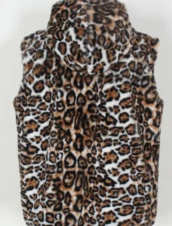 Discount OUKU Men's Vest Faux Fur Gilet Daily Date Vacation Fashion Casual Fall & Winter Keep Warm Polyester Comfortable Leopard Print Cardigan Stand Collar Regular Fit White Yellow Brown Vest