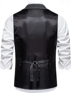 Outlet OUKU Men's Vest Gilet Daily Date Vacation Fashion Casual Spring & Fall Buttons Pocket 80% Cotton Comfortable Plain Single Breasted One-button Lapel Regular Fit Navy Blue Khaki Dark Gray Vest