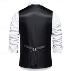 Clearance OUKU Men's Vest Gilet Daily Wear Vacation Going out Vintage Fashion Spring & Fall Button Polyester Comfortable Plain Single Breasted V Neck Regular Fit Black Burgundy Dark Navy Vest