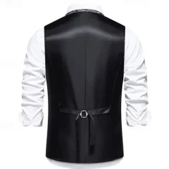 Clearance OUKU Men's Vest Gilet Daily Wear Vacation Going out Vintage Fashion Spring & Fall Button Polyester Comfortable Plain Single Breasted V Neck Regular Fit Black Burgundy Dark Navy Vest