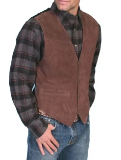 Best OUKU Men's Vest Gilet Daily Wear Vacation Going out Vintage Fashion Spring & Fall Button Front Pocket Polyester Comfortable Plain Single Breasted V Neck Regular Fit Black Light Brown Brown Vest