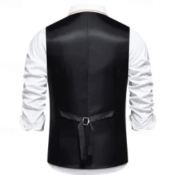 Clearance OUKU Men's Vest Gilet Daily Wear Vacation Going out Vintage Fashion Spring & Fall Button Polyester Comfortable Plain Single Breasted V Neck Regular Fit Black Burgundy Khaki Vest