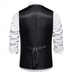 Clearance OUKU Men's Vest Gilet Daily Wear Vacation Going out Vintage Fashion Spring & Fall Button Polyester Comfortable Plain Single Breasted V Neck Regular Fit Black Burgundy Khaki Vest