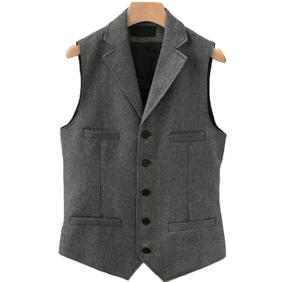 Clearance OUKU Men's Vest Gilet Daily Wear Vacation Going out Vintage Fashion Spring & Fall Button Polyester Comfortable Plain Single Breasted V Neck Regular Fit Light Blue Deep Green Gray Green Lake blue Vest