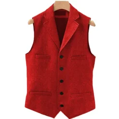 Clearance OUKU Men's Vest Gilet Daily Wear Vacation Going out Vintage Fashion Spring & Fall Button Polyester Comfortable Plain Single Breasted V Neck Regular Fit Light Blue Deep Green Gray Green Lake blue Vest