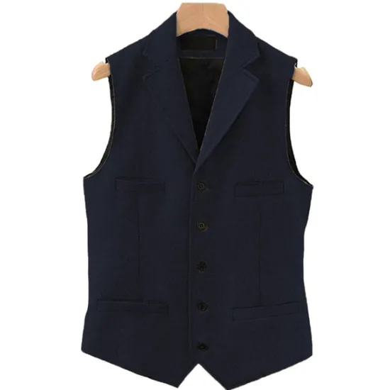 Clearance OUKU Men's Vest Gilet Daily Wear Vacation Going out Vintage Fashion Spring & Fall Button Polyester Comfortable Plain Single Breasted V Neck Regular Fit Light Blue Deep Green Gray Green Lake blue Vest