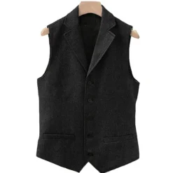 Clearance OUKU Men's Vest Gilet Daily Wear Vacation Going out Vintage Fashion Spring & Fall Button Polyester Comfortable Plain Single Breasted V Neck Regular Fit Light Blue Deep Green Gray Green Lake blue Vest