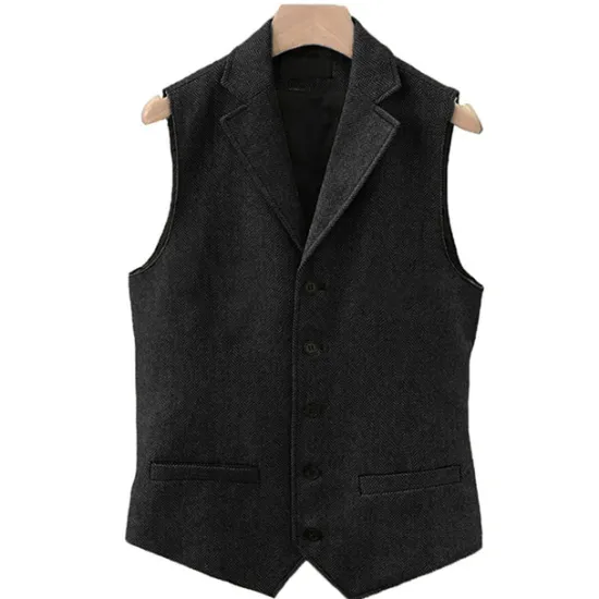 Clearance OUKU Men's Vest Gilet Daily Wear Vacation Going out Vintage Fashion Spring & Fall Button Polyester Comfortable Plain Single Breasted V Neck Regular Fit Light Blue Deep Green Gray Green Lake blue Vest