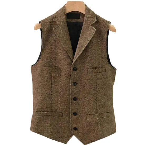 Clearance OUKU Men's Vest Gilet Daily Wear Vacation Going out Vintage Fashion Spring & Fall Button Polyester Comfortable Plain Single Breasted V Neck Regular Fit Light Blue Deep Green Gray Green Lake blue Vest