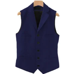 Clearance OUKU Men's Vest Gilet Daily Wear Vacation Going out Vintage Fashion Spring & Fall Button Polyester Comfortable Plain Single Breasted V Neck Regular Fit Light Blue Deep Green Gray Green Lake blue Vest