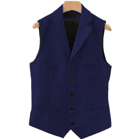 Clearance OUKU Men's Vest Gilet Daily Wear Vacation Going out Vintage Fashion Spring & Fall Button Polyester Comfortable Plain Single Breasted V Neck Regular Fit Light Blue Deep Green Gray Green Lake blue Vest