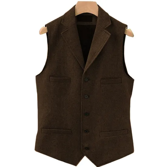 Clearance OUKU Men's Vest Gilet Daily Wear Vacation Going out Vintage Fashion Spring & Fall Button Polyester Comfortable Plain Single Breasted V Neck Regular Fit Light Blue Deep Green Gray Green Lake blue Vest