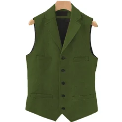 Clearance OUKU Men's Vest Gilet Daily Wear Vacation Going out Vintage Fashion Spring & Fall Button Polyester Comfortable Plain Single Breasted V Neck Regular Fit Light Blue Deep Green Gray Green Lake blue Vest