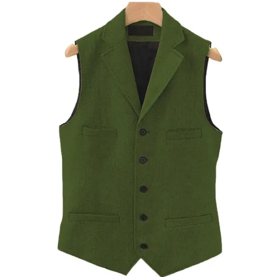 Clearance OUKU Men's Vest Gilet Daily Wear Vacation Going out Vintage Fashion Spring & Fall Button Polyester Comfortable Plain Single Breasted V Neck Regular Fit Light Blue Deep Green Gray Green Lake blue Vest