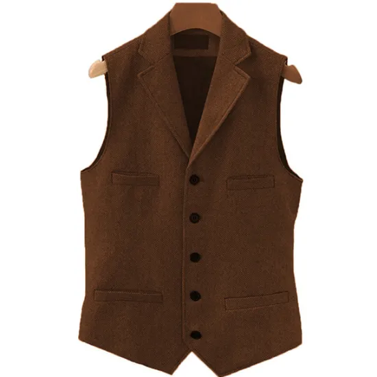 Clearance OUKU Men's Vest Gilet Daily Wear Vacation Going out Vintage Fashion Spring & Fall Button Polyester Comfortable Plain Single Breasted V Neck Regular Fit Light Blue Deep Green Gray Green Lake blue Vest