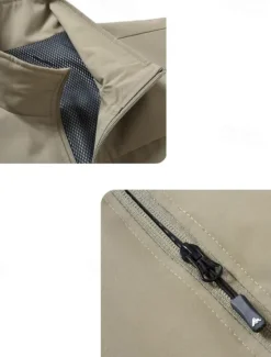 Discount OUKU Men's Vest Gilet Fishing Vest Hiking Vest Daily Date Vacation Fashion Casual Spring & Summer Pocket Polyester Comfortable Plain Zipper Stand Collar Regular Fit Black Khaki Army Green Dark Blue Vest