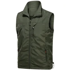 Sale OUKU Men's Vest Gilet Fishing Vest Hiking Vest Sleeveless Vest Gilet Jacket Outdoor Holiday Streetwear Chic & Modern Summer Spring Pocket Quick Dry Polyester / Cotton Breathable Pure Color Zipper Stand