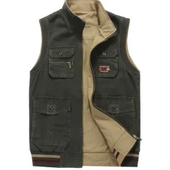 Outlet OUKU Men's Vest Gilet Fishing Vest Hiking Vest Sleeveless Vest Gilet Jacket Outdoor Street Holiday Daily Wear Streetwear Chic & Modern Spring Fall Pocket Cotton Blend Windproof Warm Pure Color Zipper