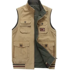 Outlet OUKU Men's Vest Gilet Fishing Vest Hiking Vest Sleeveless Vest Gilet Jacket Outdoor Street Holiday Daily Wear Streetwear Chic & Modern Spring Fall Pocket Cotton Blend Windproof Warm Pure Color Zipper