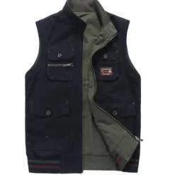 Outlet OUKU Men's Vest Gilet Fishing Vest Hiking Vest Sleeveless Vest Gilet Jacket Outdoor Street Holiday Daily Wear Streetwear Chic & Modern Spring Fall Pocket Cotton Blend Windproof Warm Pure Color Zipper